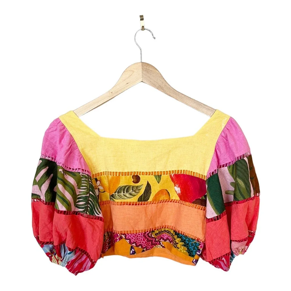 FARM Rio Multicolor Patchwork Crop Top - Picture 7 of 13
